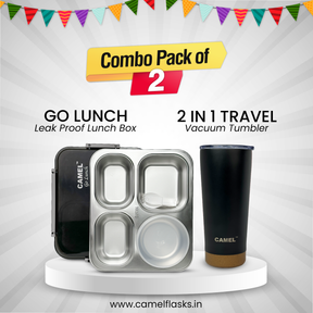 Go Lunch Tiffin + 2 in 1 Tumbler (Set of 2)