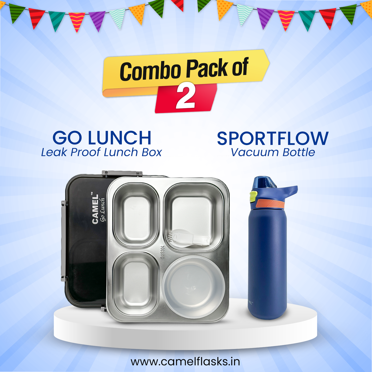 Go Lunch Tiffin + Sportflow Vacuum Bottle (Set of 2)