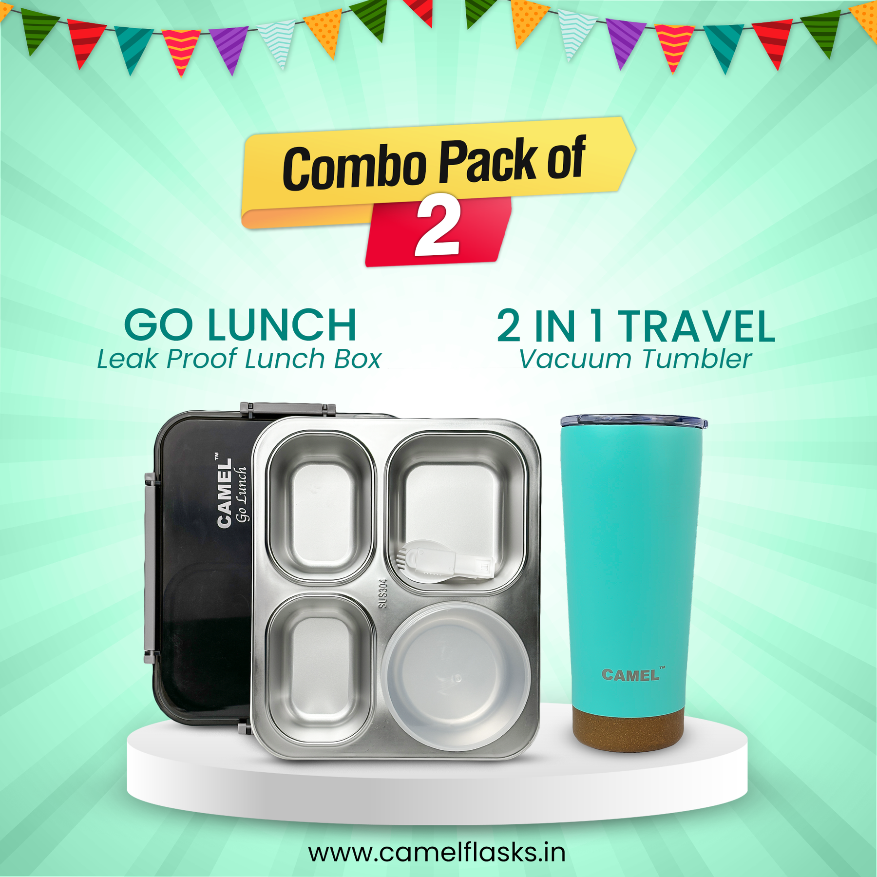 Go Lunch Tiffin + 2 in 1 Tumbler (Set of 2)