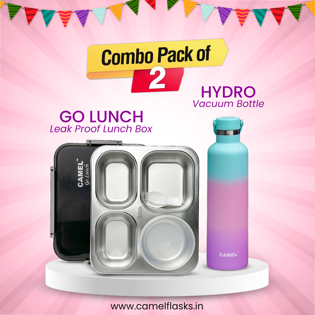 Go Lunch Tiffin + Hydro Bottle (Set of 2)