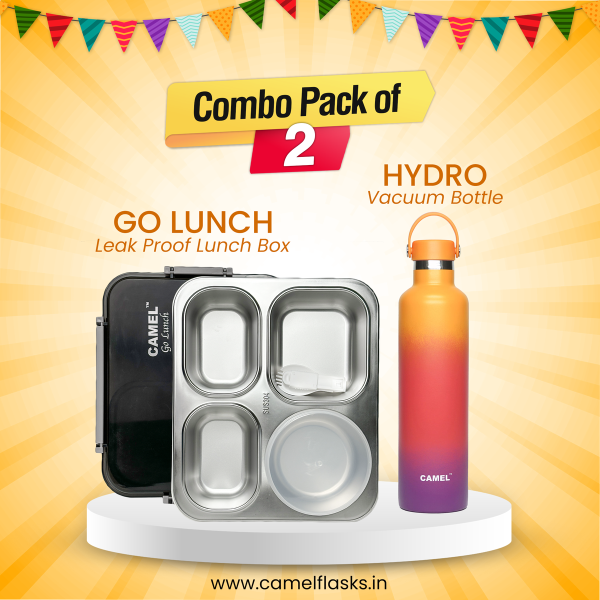 Go Lunch Tiffin + Hydro Bottle (Set of 2)