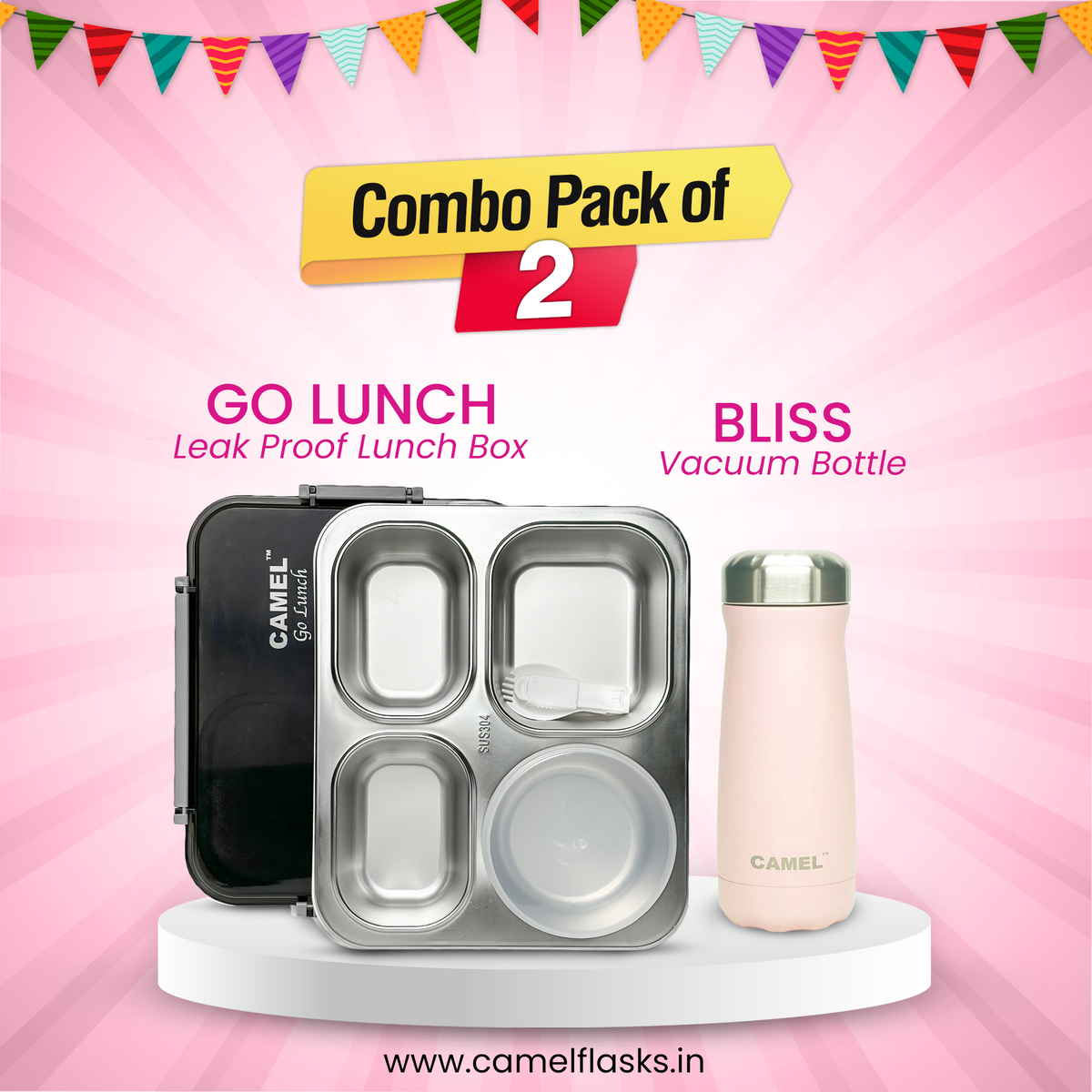 Go Lunch Tiffin + Bliss Bottle ( Set of 2)