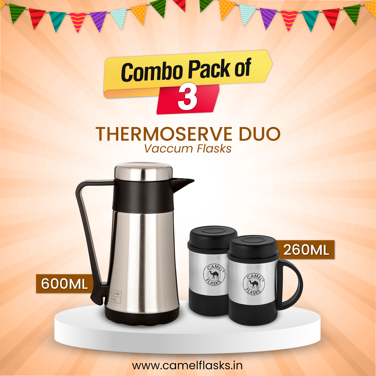 CP-NH Vacuum Tea Pot + 2 CM-B Vacuum Mug (Set of 3)