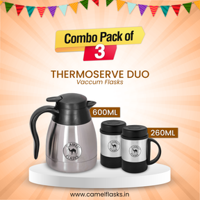 CP-N Vacuum Tea Pot + 2 CM-B Vacuum Mug (Set of 3)