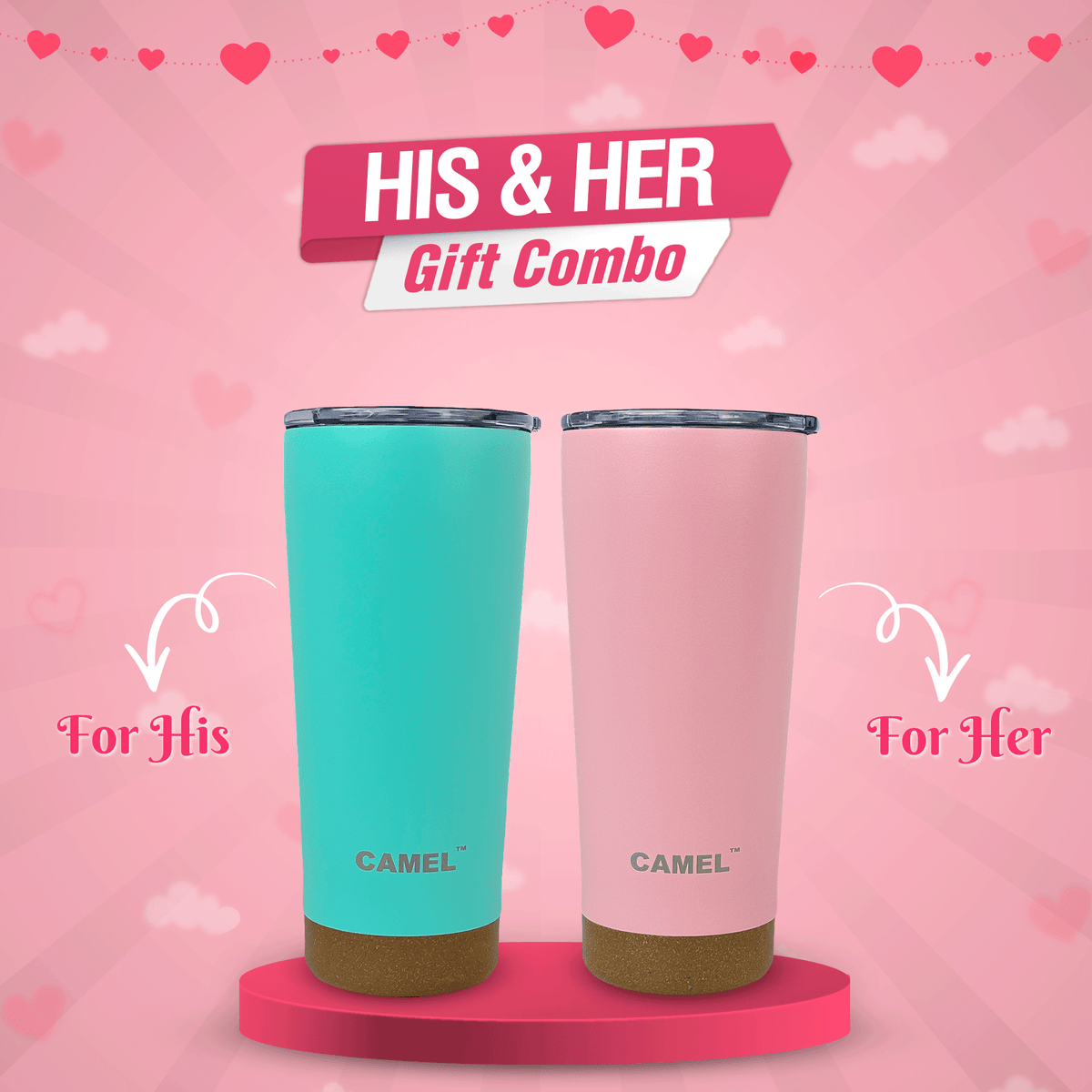 2 IN 1 TRAVEL TUMBLER (Couple Gift)